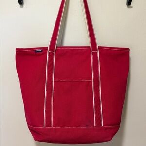 Lands' End Extra Large Red Canvas Tote Bag with Long handles